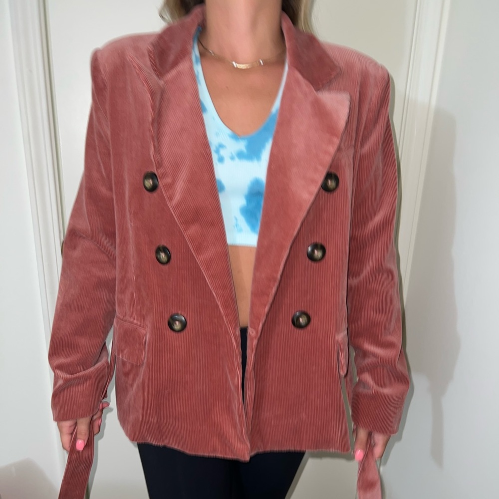 free people pink corduroy blazer jacket